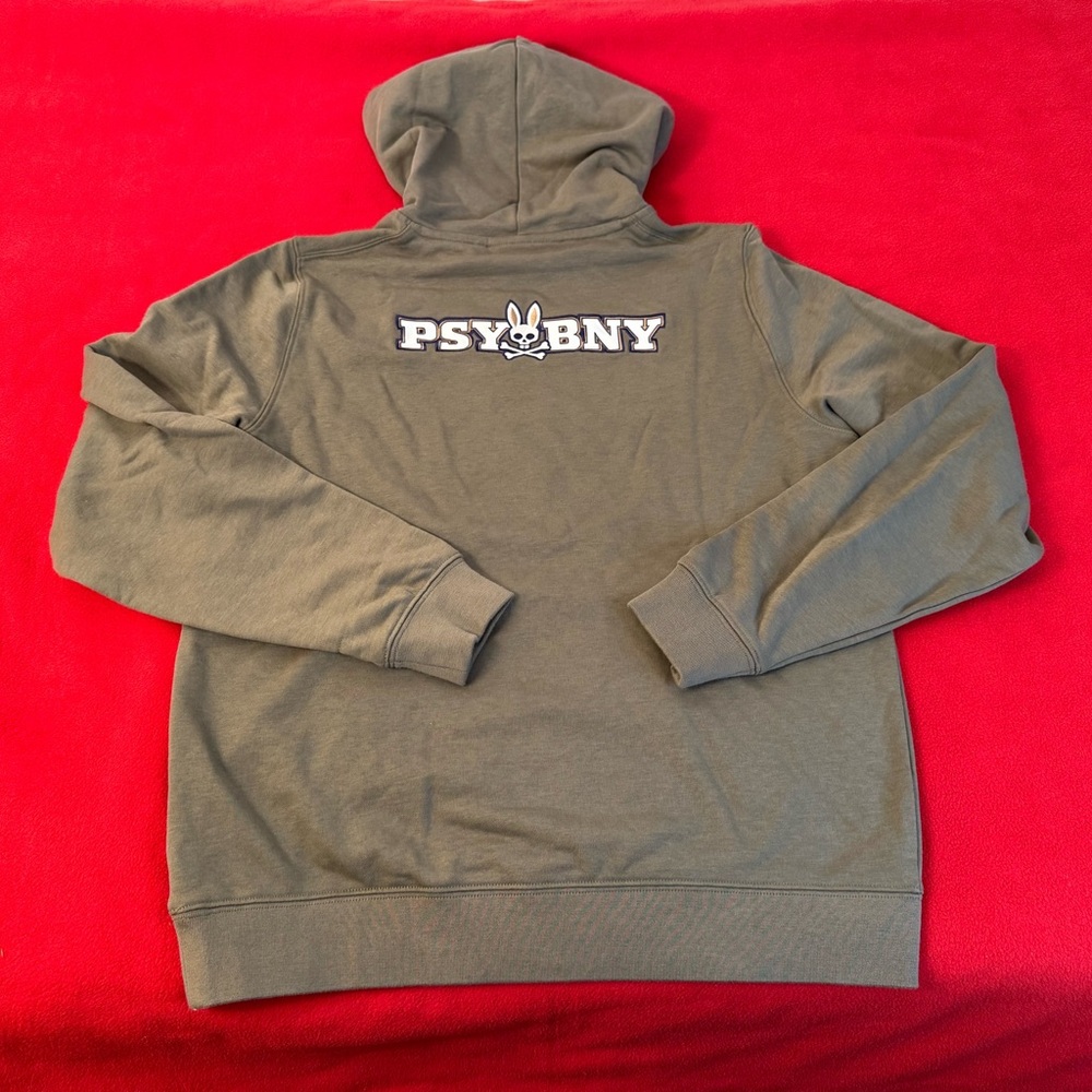 Psycho Bunny Boys Youth Size L 14-16 Embroidered Logo Green Olive Hoodie EUC